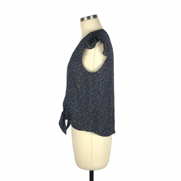 COLLECTIVE CONCEPTS Navy Blue Button Front Tie Blouse V-Neck Top Size Small NWT - Picture 2 of 8